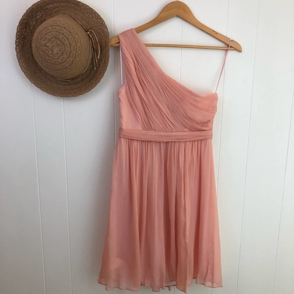 J. Crew Blush Pink Kylie Silk Chiffon One Shoulder Dress Women’s Size 8 - Picture 11 of 12